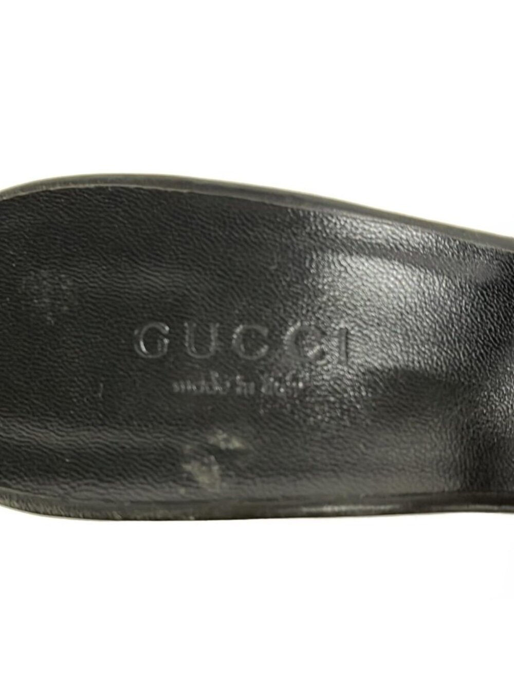 Gucci Sandals 34.5 C Black Light Gray Interlocking Studs Leather - Picture 5 of 6